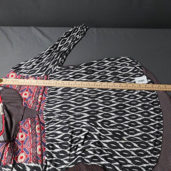 Anthropologie One September Top XS Ikat Boho Peasant Artsy Sheer Back Statement - Picture 12 of 14